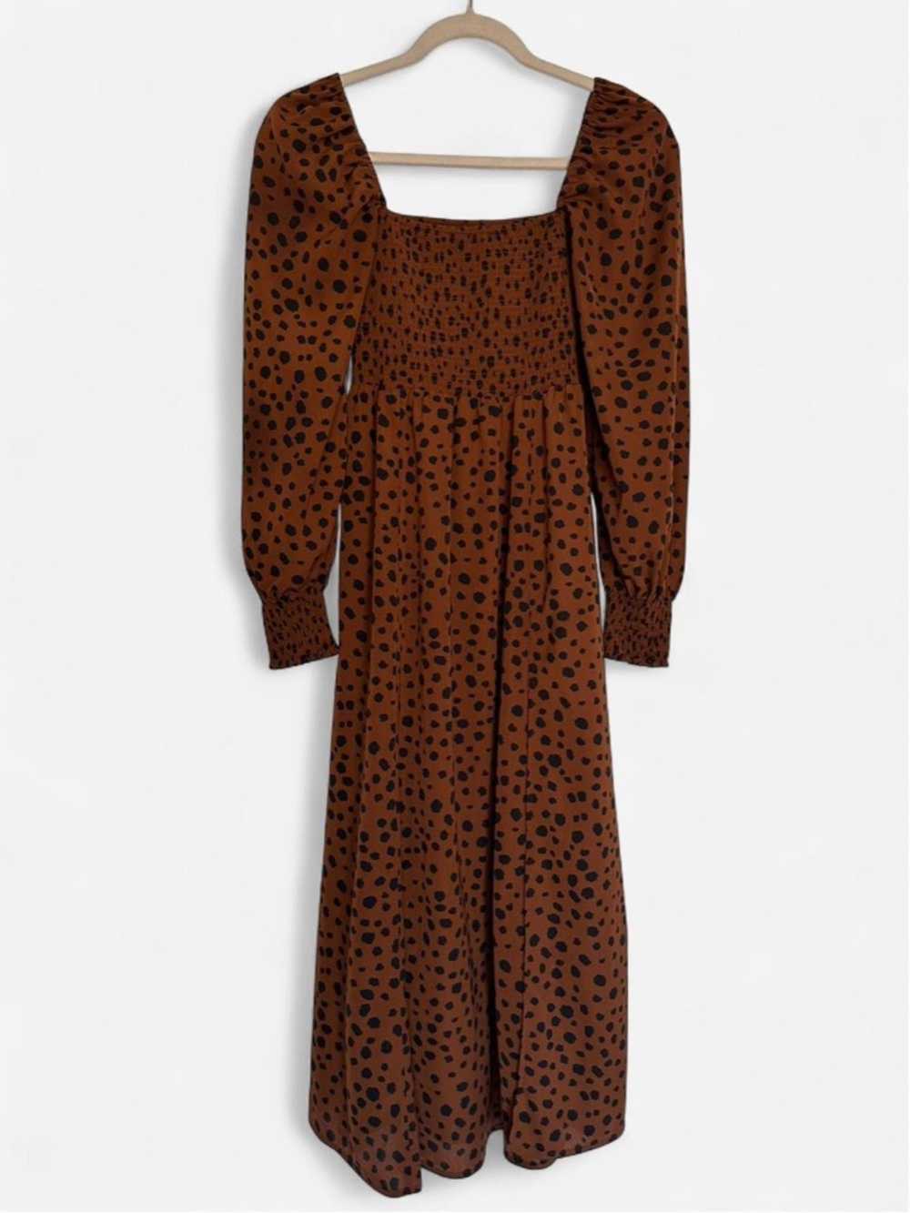 O.P.T. Smocked Cheetah Print Maxi Dress